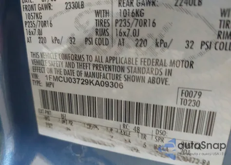 2009 Ford Escape Xlt from USA, damaged, VIN 1FMCU03729KA09306